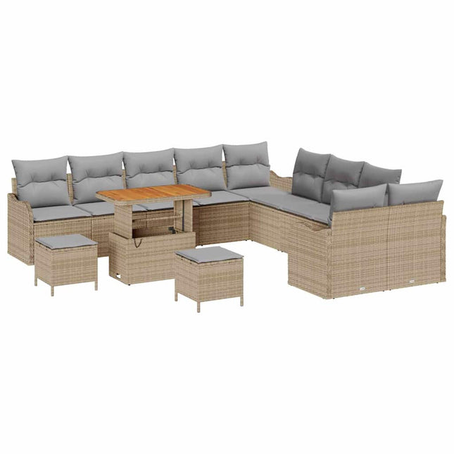 Havesofa Sæt 13 pcs Beige polyrattan