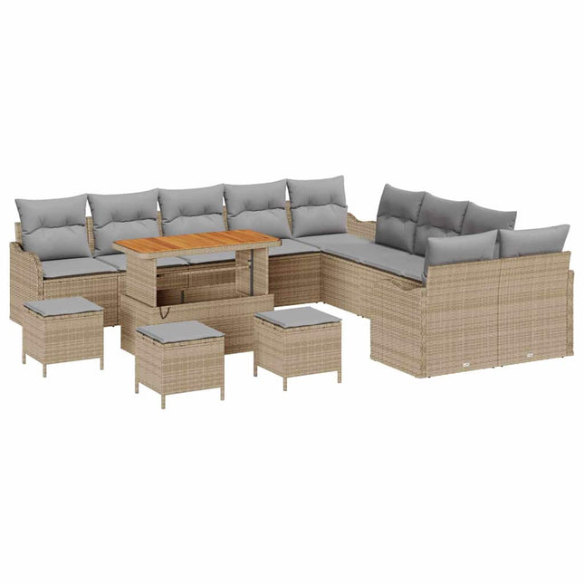 Havesofa Sæt 14 pcs Beige polyrattan