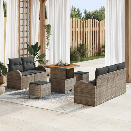 Havesofa Sæt 8 stk. Grå polyrattan