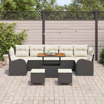 Havesofa Sæt 10 stk. Sort polyrattan