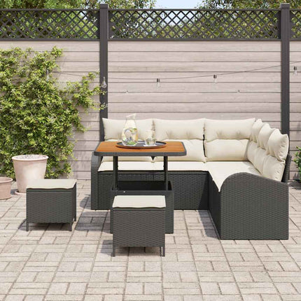 Havesofa Sæt 8 stk. Sort polyrattan