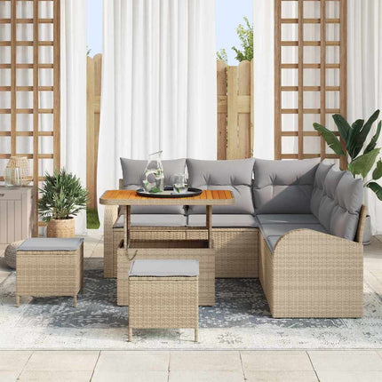 Havesofa Sæt 8 stk. Beige polyrattan