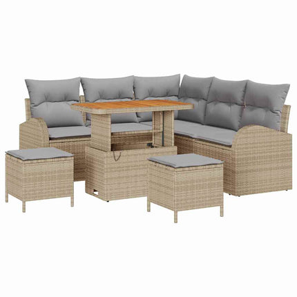Havesofa Sæt 8 stk. Beige polyrattan