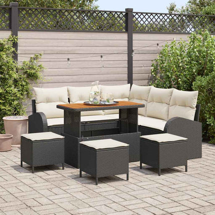 Havesofa Sæt 9 stk. Sort polyrattan