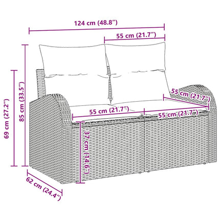 Havesofa Sæt 9 stk. Sort polyrattan
