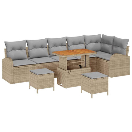 Havesofa Sæt med pude 9 pcs Beige polyrattan