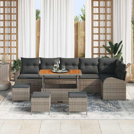 Havesofa Sæt 10 stk. Grå polyrattan