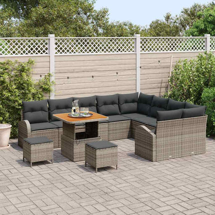 Havesofa Sæt 12 stk. Grå polyrattan