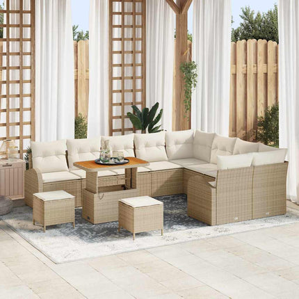 Havesofa Sæt med pude 12 pcs Beige polyrattan