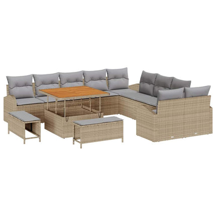 Havesofa Sæt 13 stk. Beige polyrattan
