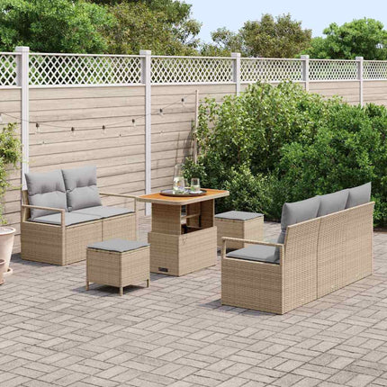 Havesofa Sæt 8 stk. Beige polyrattan