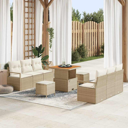 Havesofa Sæt 9 stk. Beige polyrattan