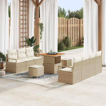 Havesofa Sæt 10 stk. Beige polyrattan