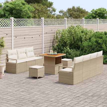 Havesofa Sæt 10 stk. Beige polyrattan