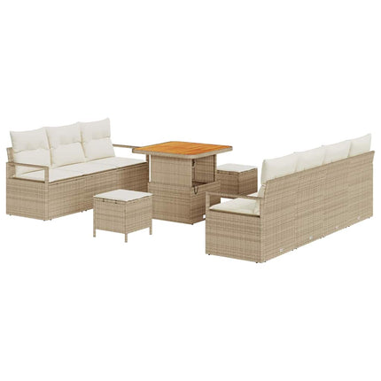 Havesofa Sæt 10 stk. Beige polyrattan