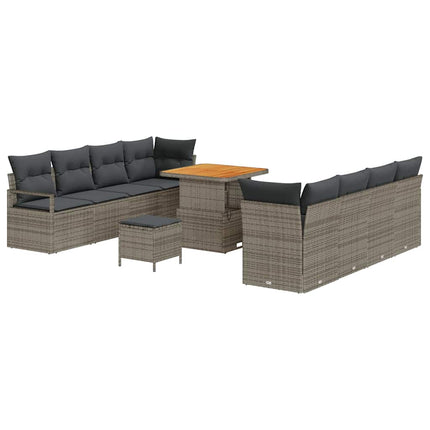 Havesofa Sæt 11 stk. Grå polyrattan