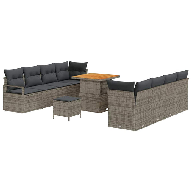 Havesofa Sæt med pude 11 pcs Grå polyrattan