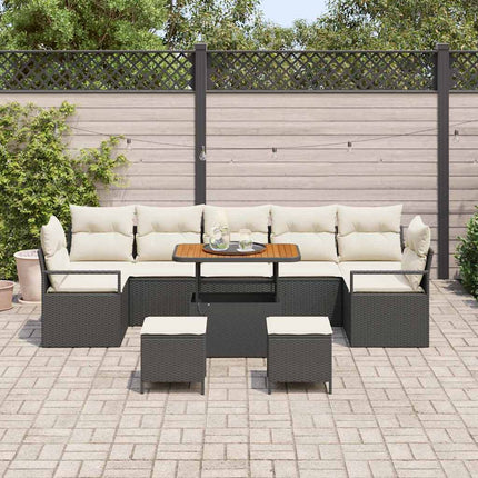 Havesofa Sæt 10 stk. Sort polyrattan