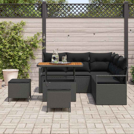 Havesofa Sæt 8 stk. Sort polyrattan