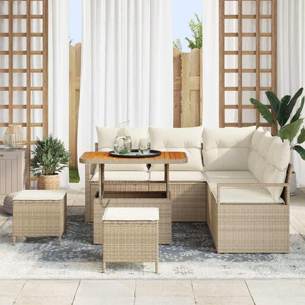 Havesofa Sæt med pude 8 pcs Beige polyrattan