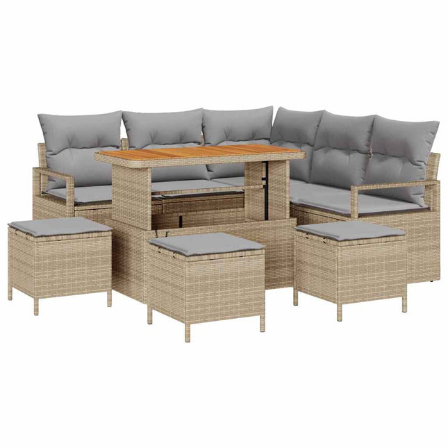 Havesofa Sæt 9 stk. Beige polyrattan