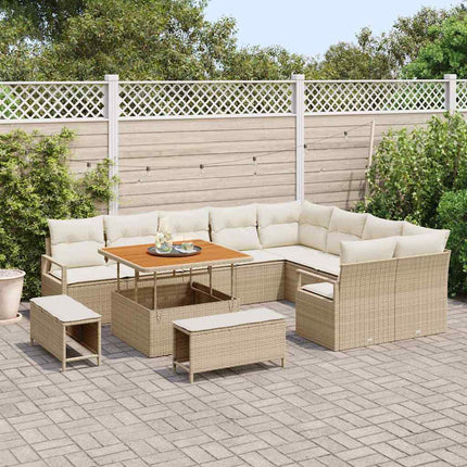Havesofa Sæt med pude 12 pcs Beige polyrattan