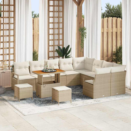 Havesofa Sæt med pude 12 pcs Beige polyrattan