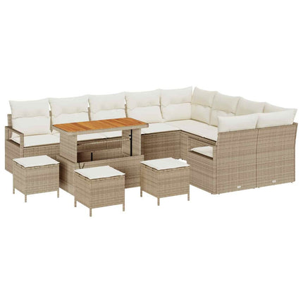 Havesofa Sæt med pude 13 pcs Beige polyrattan