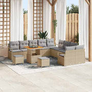 Havesofa Sæt med pude 13 pcs Beige polyrattan