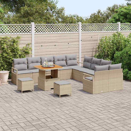 Havesofa Sæt med pude 13 pcs Beige polyrattan