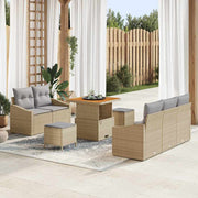 Havesofa Sæt med pude 8 pcs Beige polyrattan