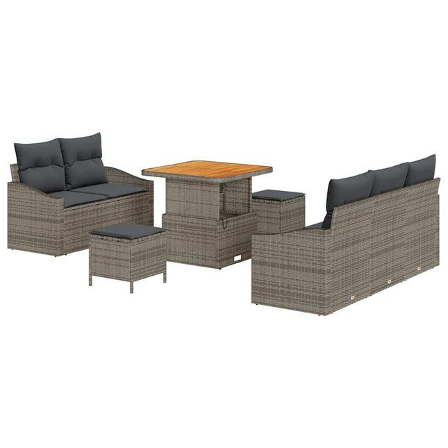 Havesofa Sæt med pude 8 pcs Grå polyrattan