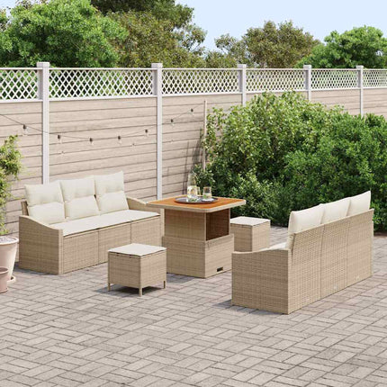 Havesofa Sæt 9 stk. Beige polyrattan