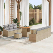 Havesofa Sæt med pude 10 pcs Beige polyrattan