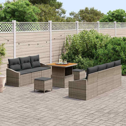 Havesofa Sæt med pude 10 pcs Grå polyrattan