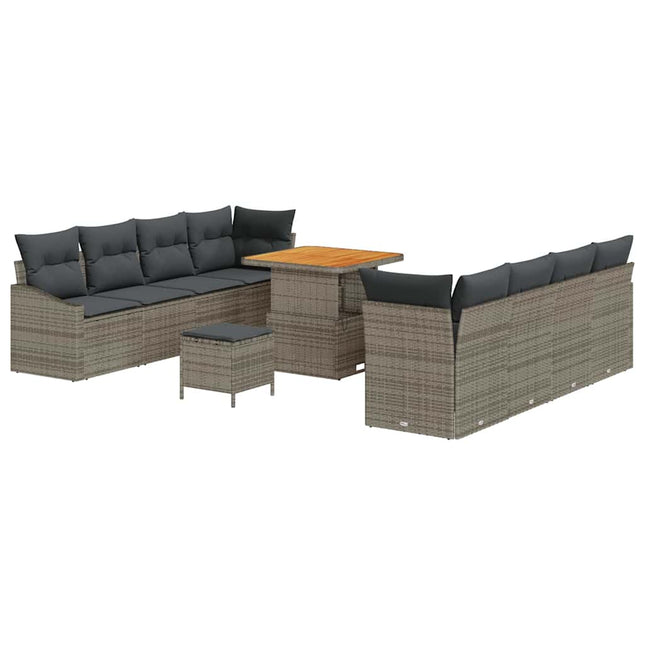 Havesofa Sæt med pude 11 pcs Grå polyrattan