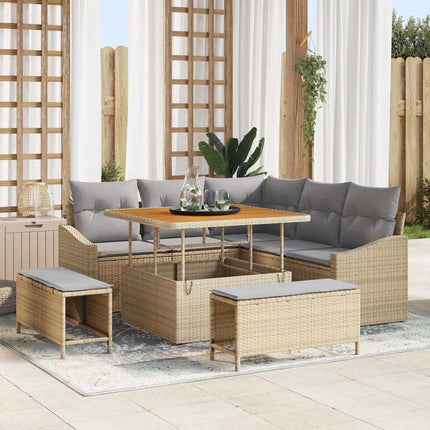 Havesofa Sæt 8 stk. Beige polyrattan