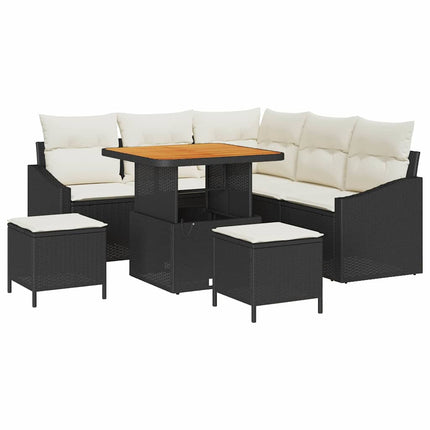 Havesofa Sæt 8 stk. Sort polyrattan