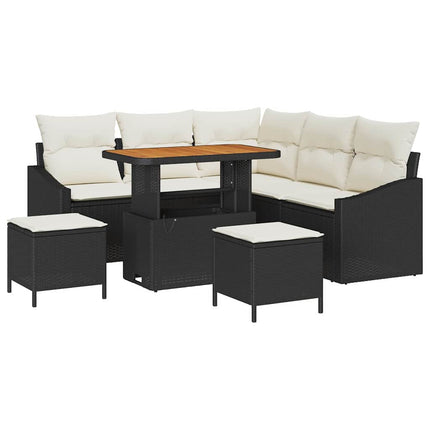 Havesofa Sæt 8 stk. Sort polyrattan