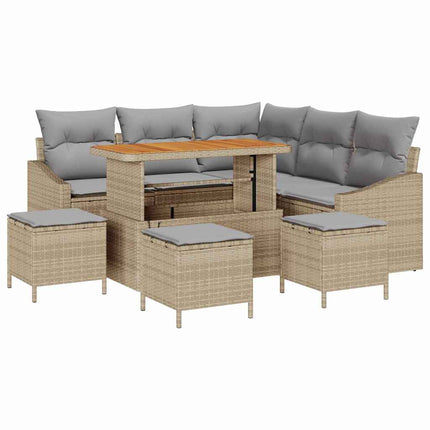 Havesofa Sæt 9 stk. Beige polyrattan