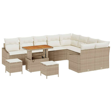 Havesofa Sæt med pude 12 pcs Beige polyrattan