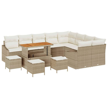 Havesofa Sæt 13 stk. Beige polyrattan