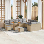Havesofa Sæt med pude 13 pcs Beige polyrattan
