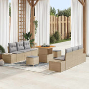 Havesofa Sæt med pude 9 pcs Beige polyrattan
