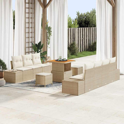 Havesofa Sæt 10 stk. Beige polyrattan
