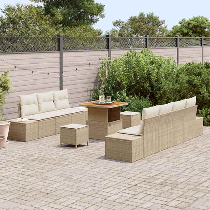 Havesofa Sæt 10 stk. Beige polyrattan