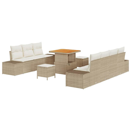 Havesofa Sæt 10 stk. Beige polyrattan