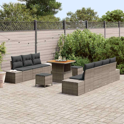 Havesofa Sæt med pude 10 pcs Grå polyrattan