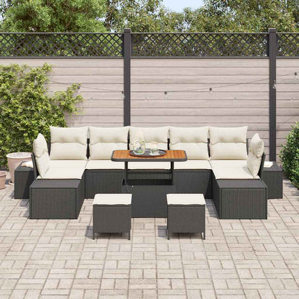Havesofa Sæt 10 stk. Sort polyrattan