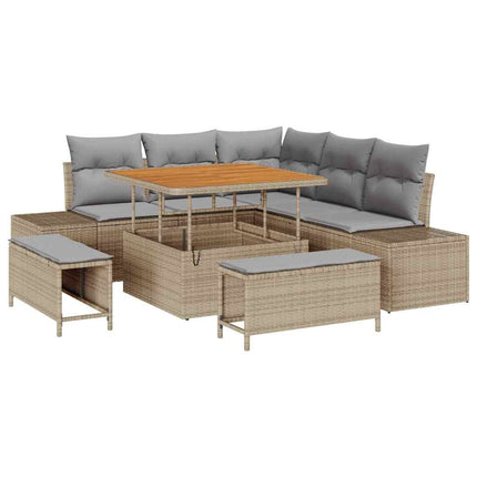 Havesofa Sæt 8 stk. Beige polyrattan